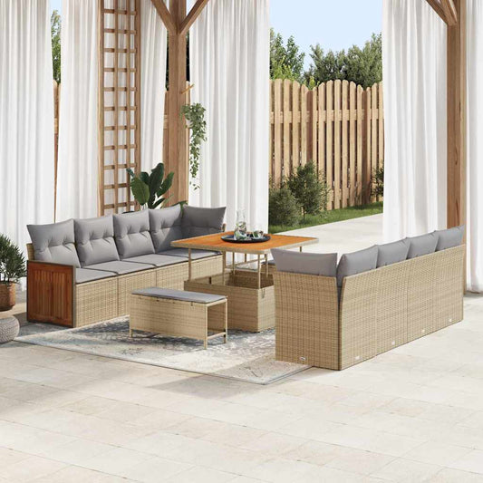 Set Divano da Giardino 11 pcs Beige 100 x 100 x 71 cm