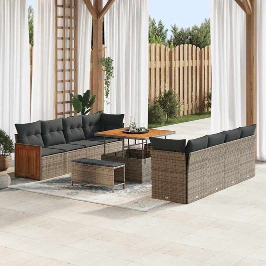 Set Divano da Giardino Grigio 231 x 224 x 85 cm polyrattan