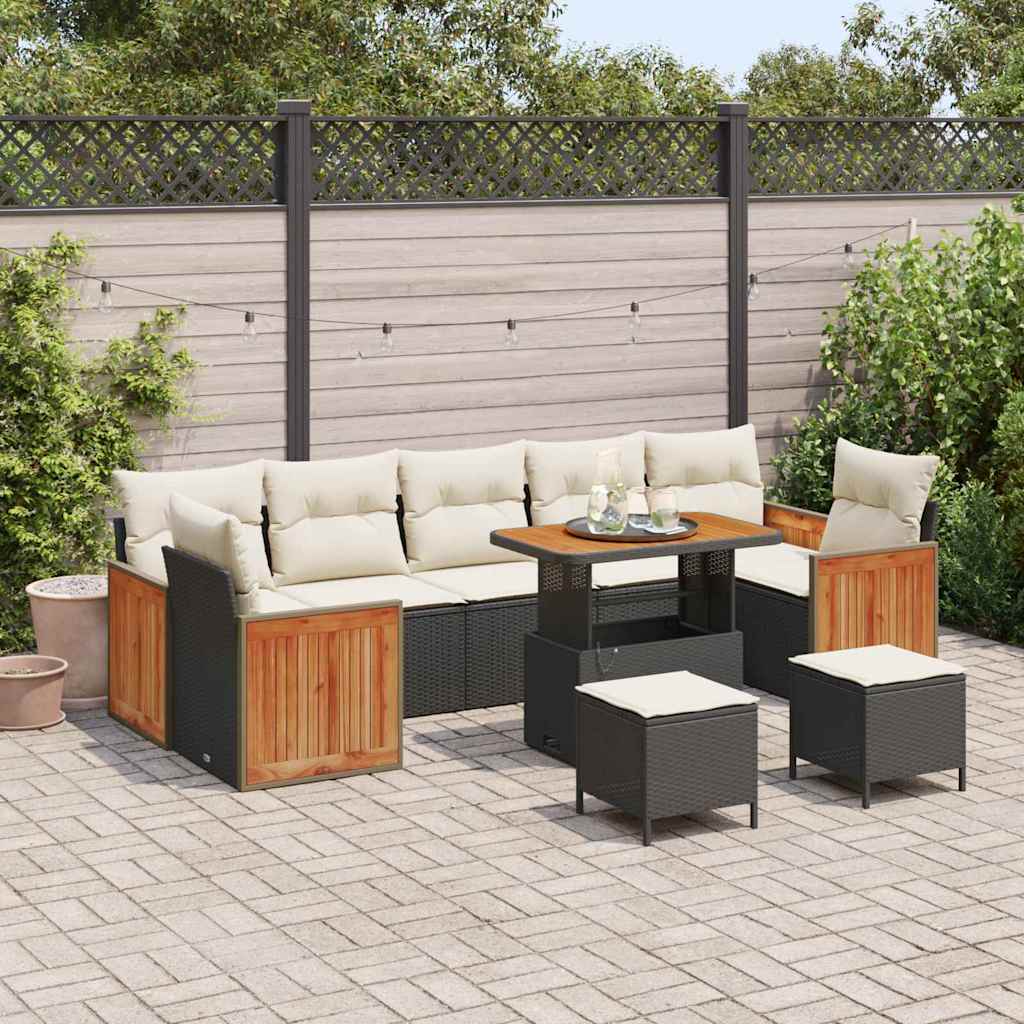 Set Divano da Giardino 13 pcs Nero e Crema polyrattan | homemem39