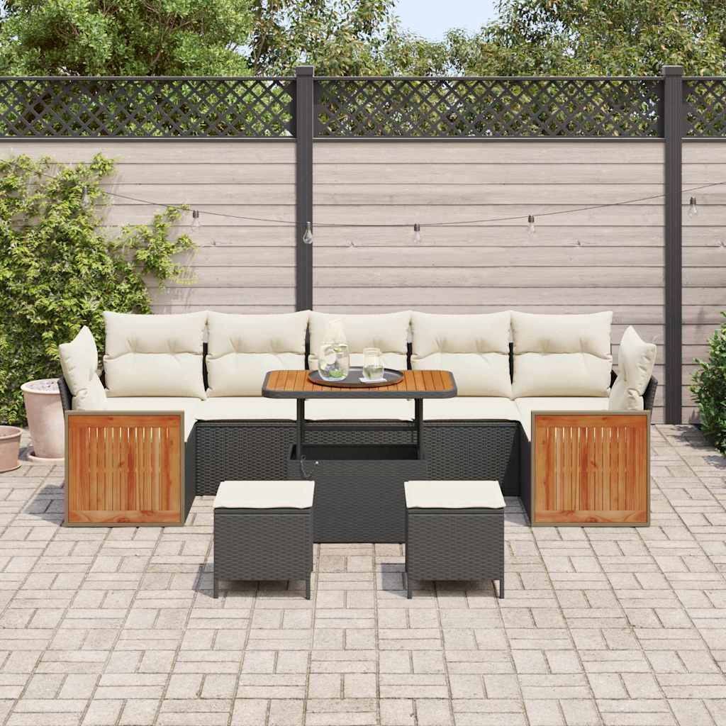 Set Divano da Giardino 13 pcs Nero e Crema polyrattan | homemem39