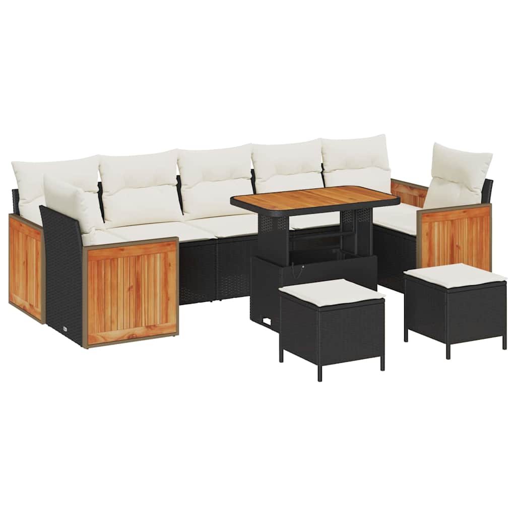 Set Divano da Giardino 13 pcs Nero e Crema polyrattan | homemem39