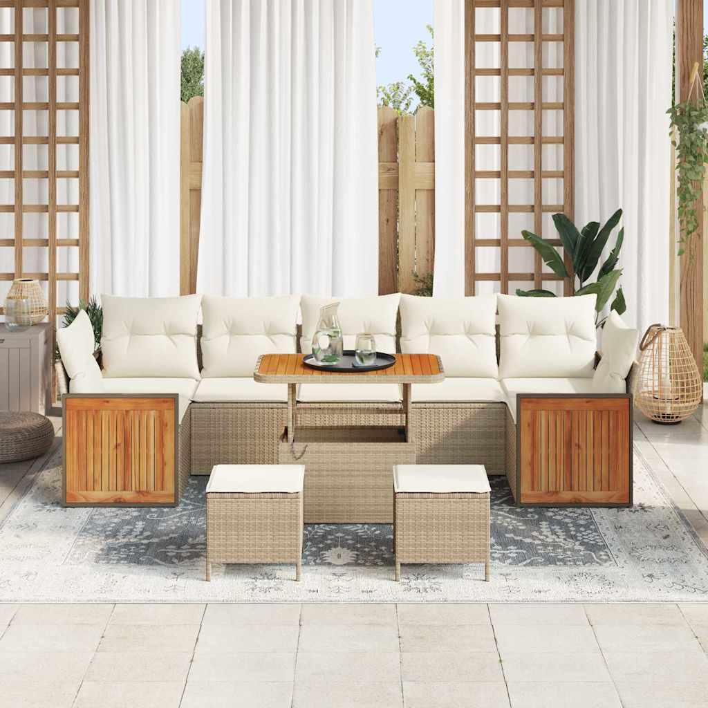 Set Divano da Giardino 13 pcs Beige e Crema polyrattan | homemem39
