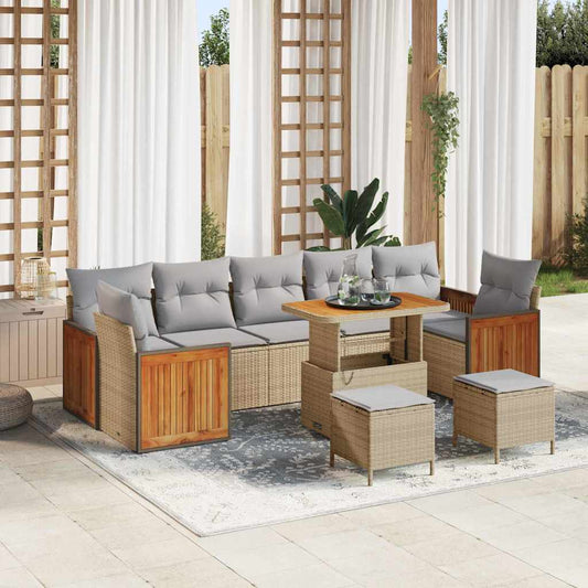 Set Divano da Giardino 13 pcs Beige e Grigio Chiaro polyrattan