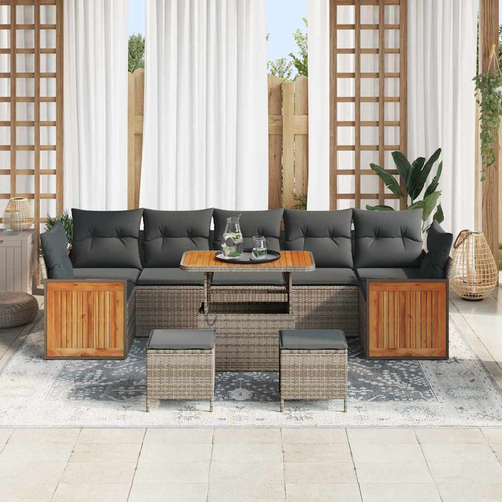 Set Divano da Giardino con cuscino 13 pcs Grigio polyrattan | homemem39