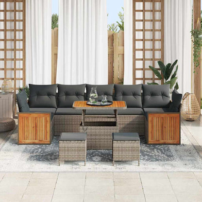 Set Divano da Giardino con cuscino 13 pcs Grigio polyrattan | homemem39