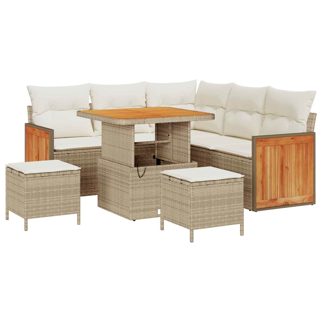 Set Divano da Giardino 9 pz 6-Numero di posti Beige e Crema | homemem39