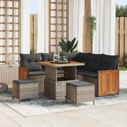 Set Divano da Giardino con cuscino 9 pcs Grigio polyrattan | homemem39