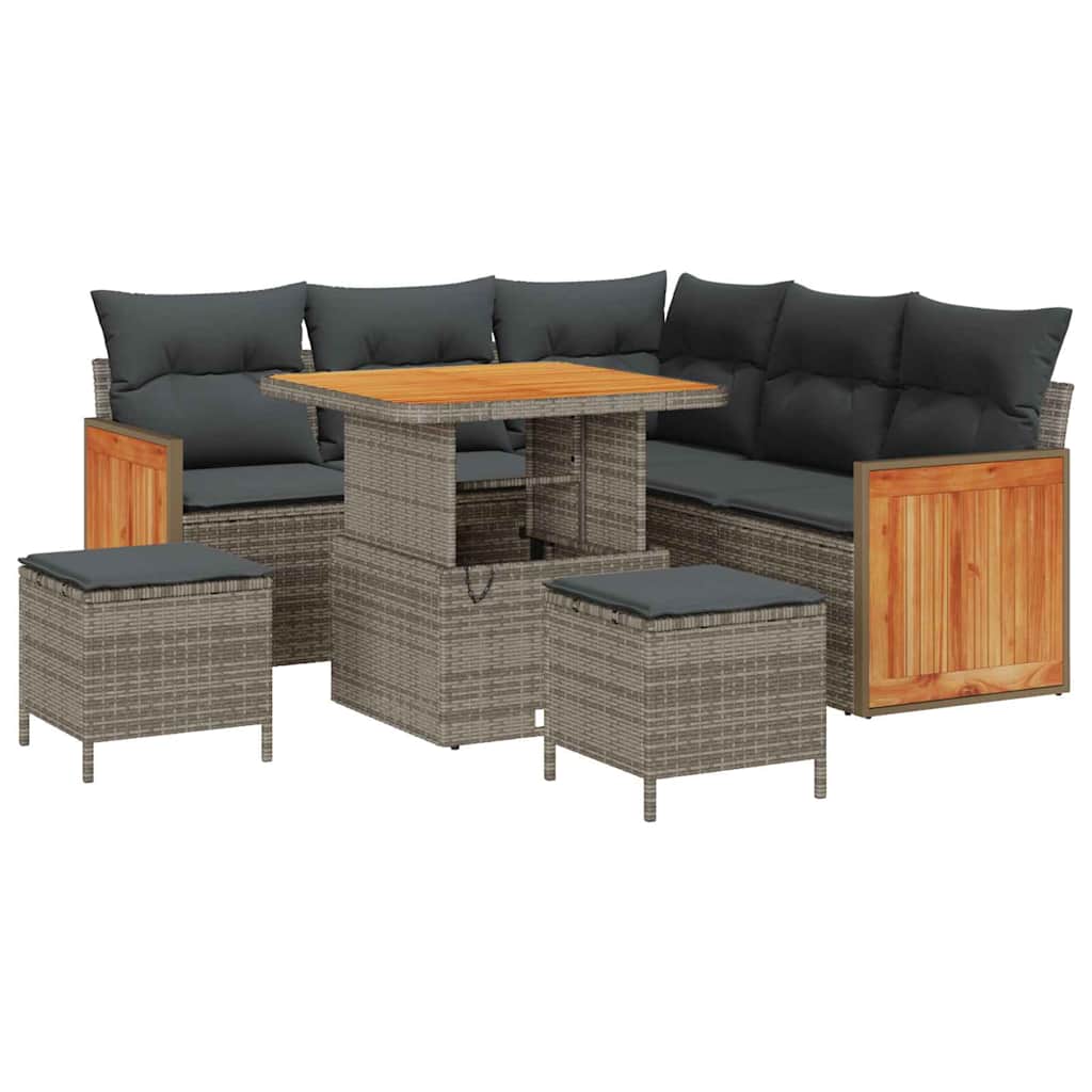 Set Divano da Giardino con cuscino 9 pcs Grigio polyrattan | homemem39
