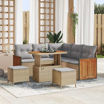 Set Divano da Giardino 9 pcs Beige e Grigio Chiaro polyrattan | homemem39