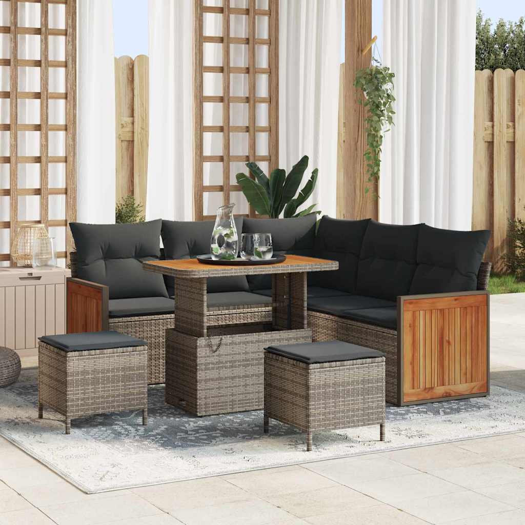 Set Divano da Giardino 8 pcs Grigio polyrattan