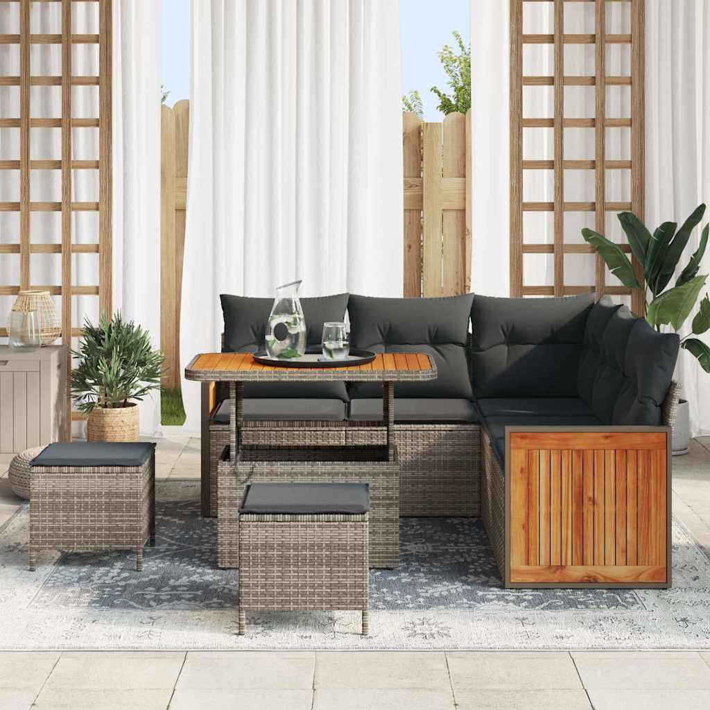 Set Divano da Giardino 8 pcs Grigio polyrattan