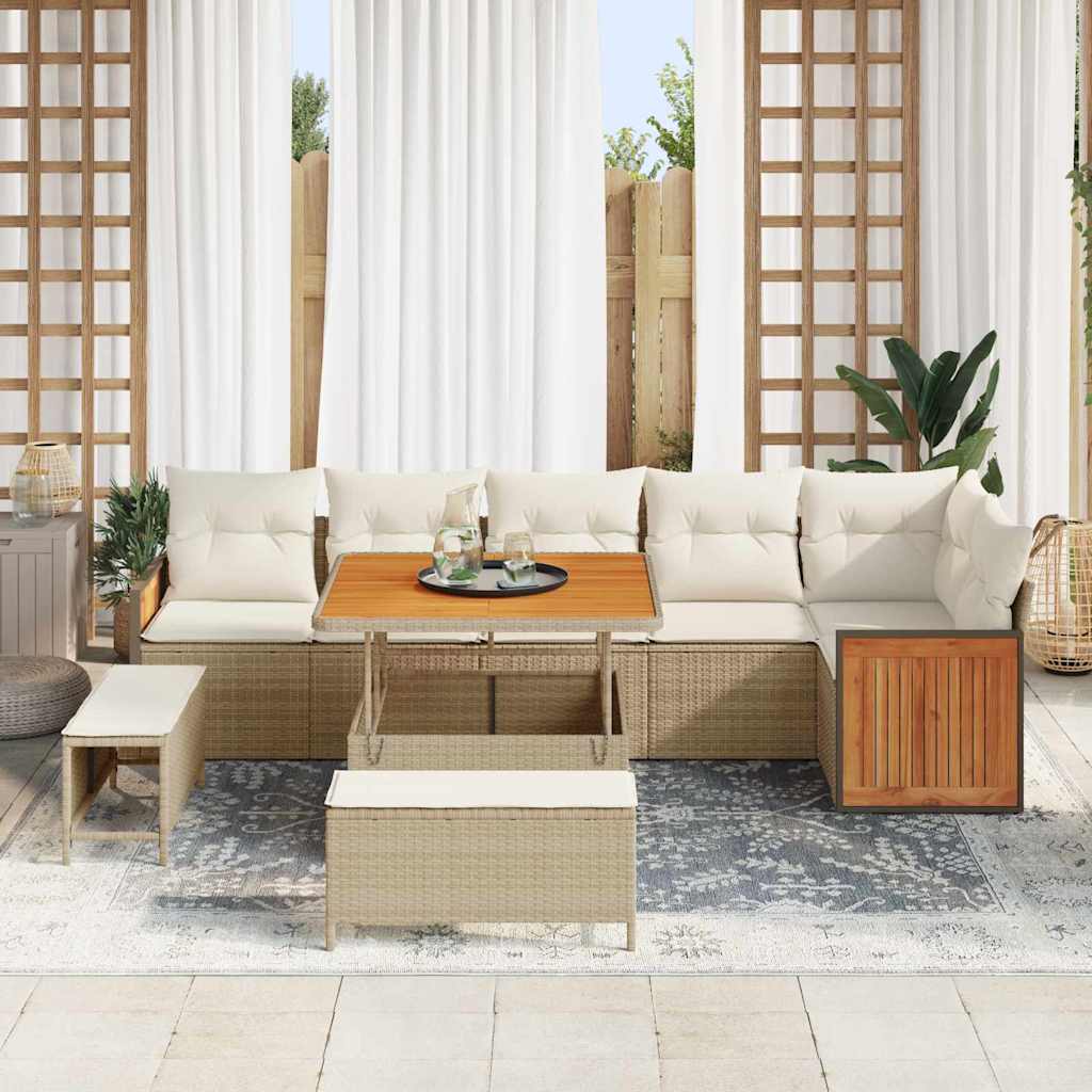 Set Divano da Giardino 11 pcs Beige e Crema polyrattan | homemem39