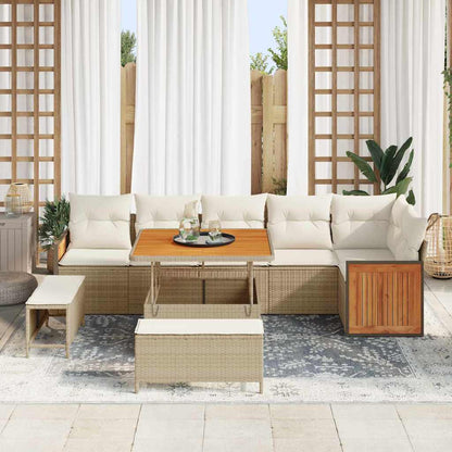 Set Divano da Giardino 11 pcs Beige e Crema polyrattan | homemem39