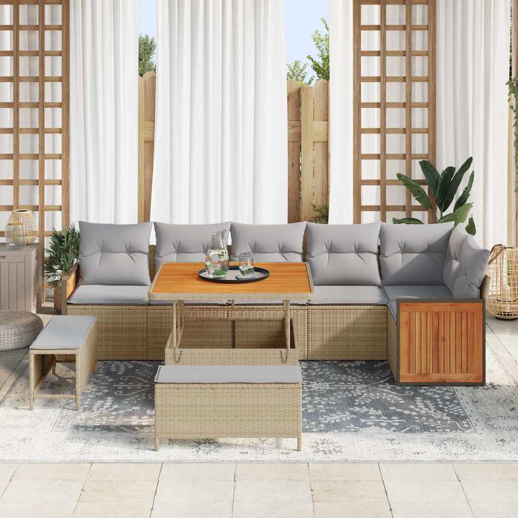 Set Divano da Giardino 11 pcs Beige e Grigio Chiaro polyrattan