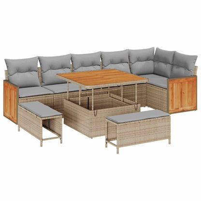 Set Divano da Giardino 11 pcs Beige e Grigio Chiaro polyrattan
