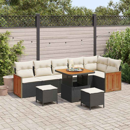 Set Divano da Giardino 11 pcs Nero e Crema polyrattan | homemem39