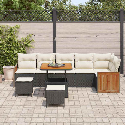 Set Divano da Giardino 11 pcs Nero e Crema polyrattan | homemem39