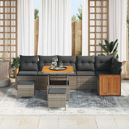 Set Divano da Giardino con cuscino 11 pcs Grigio polyrattan | homemem39