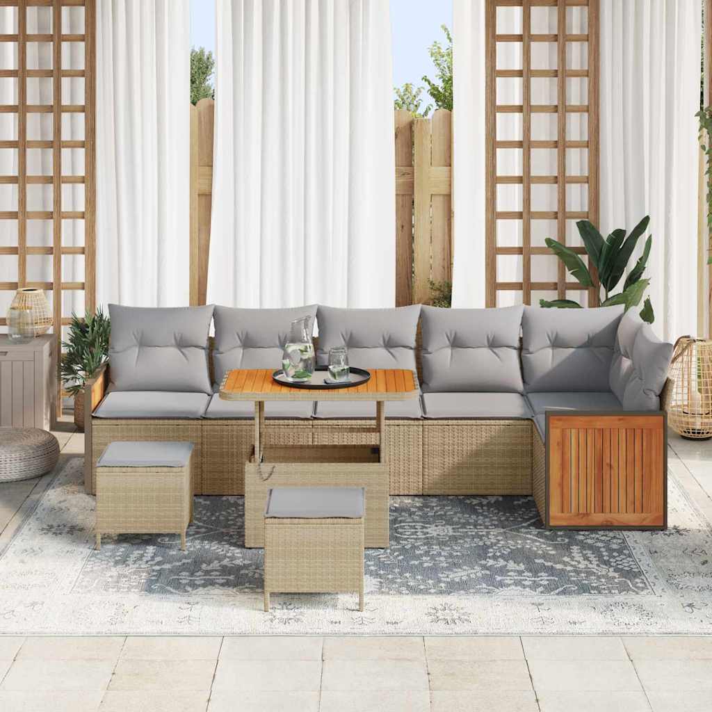 Set Divano da Giardino 11 pcs Beige e Grigio Chiaro polyrattan | homemem39