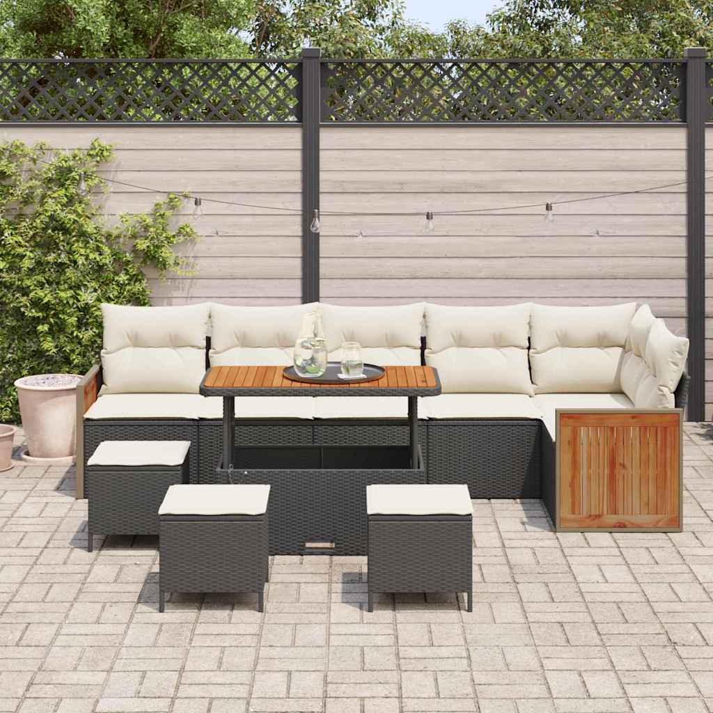Set Divano da Giardino 12 pcs Nero e Crema polyrattan | homemem39