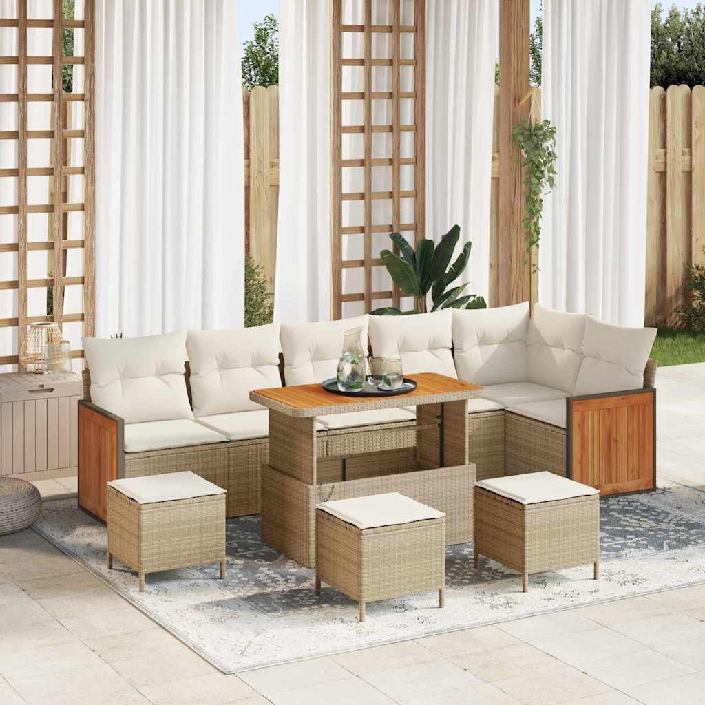 Set Divano da Giardino 12 pcs Beige e Crema polyrattan | homemem39