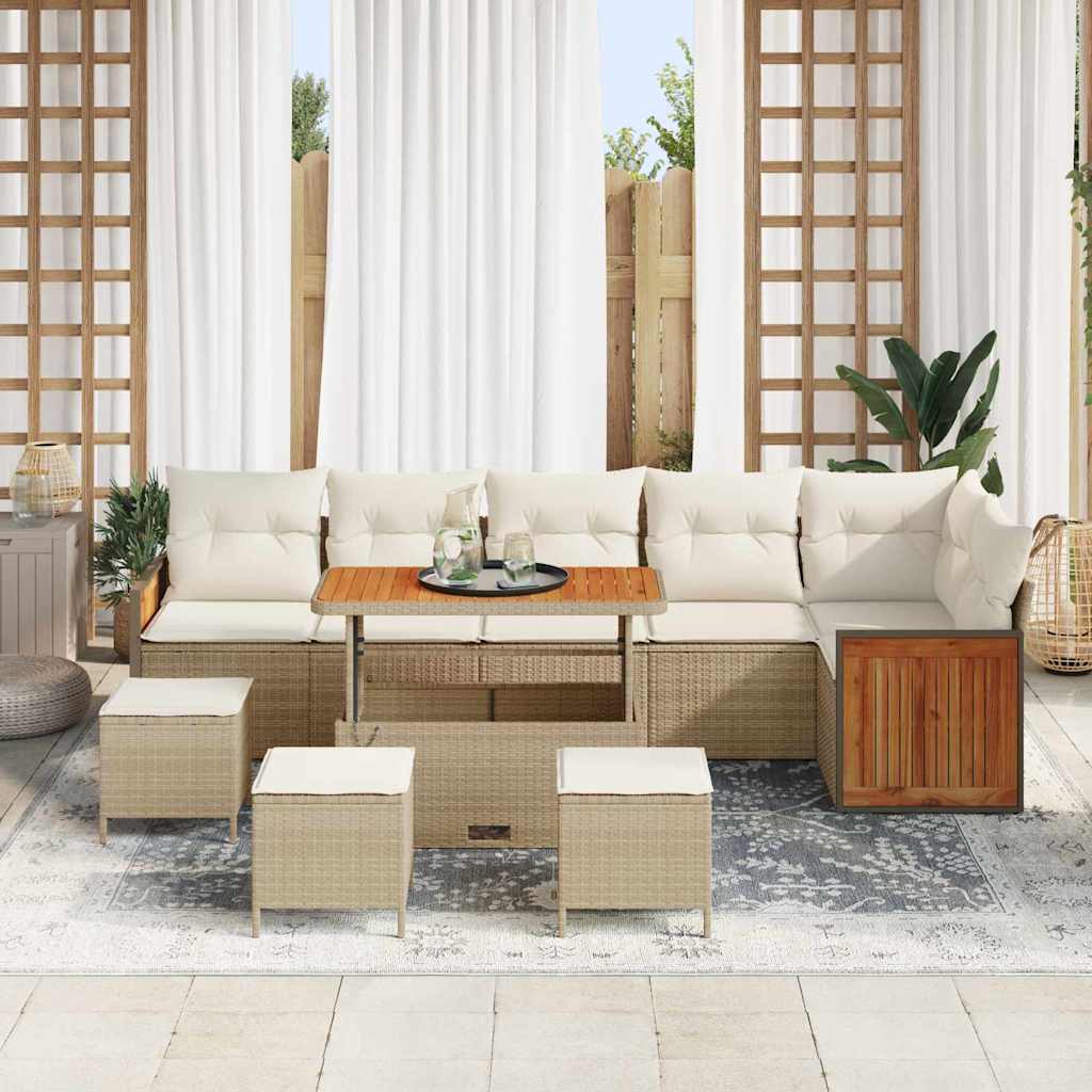Set Divano da Giardino 12 pcs Beige e Crema polyrattan | homemem39
