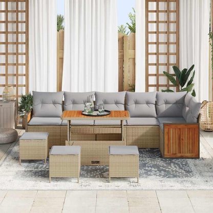 Set Divano da Giardino 12 pcs Beige e Grigio Chiaro polyrattan | homemem39