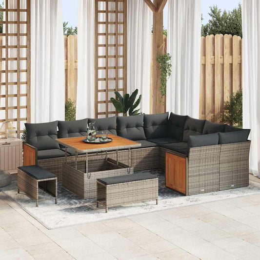 Set Divano da Giardino 12 pcs Grigio Grigio scuro