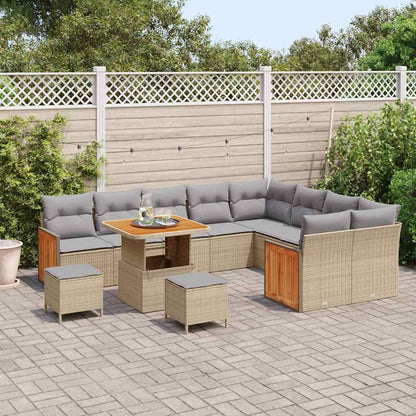 Set Divano da Giardino 13 pcs Beige e Grigio Chiaro polyrattan