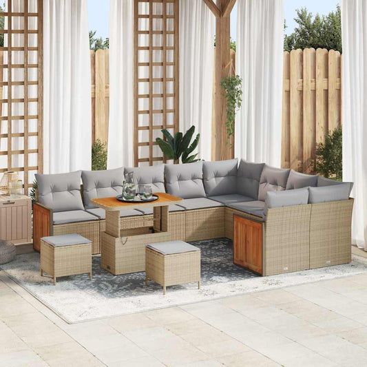 Set Divano da Giardino 12 pcs Beige 90 x 55 x 71 cm polyrattan