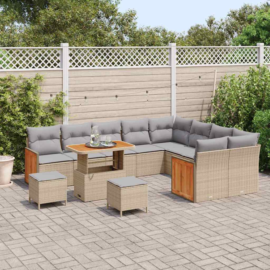 Set Divano da Giardino 12 pcs Beige 90 x 55 x 71 cm polyrattan