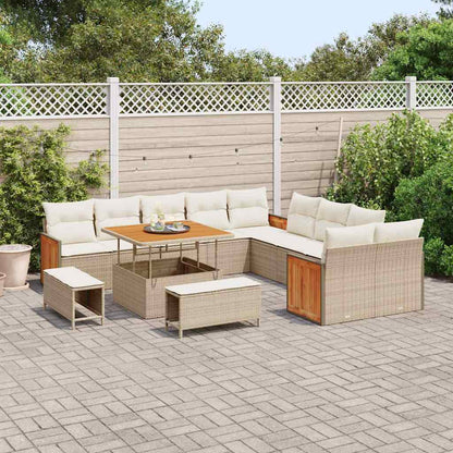 Set Divano da Giardino 17 pcs Beige e Crema polyrattan | homemem39