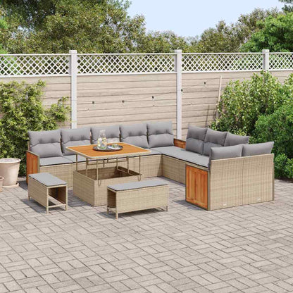 Set Divano da Giardino 13 pcs Beige e Grigio Chiaro