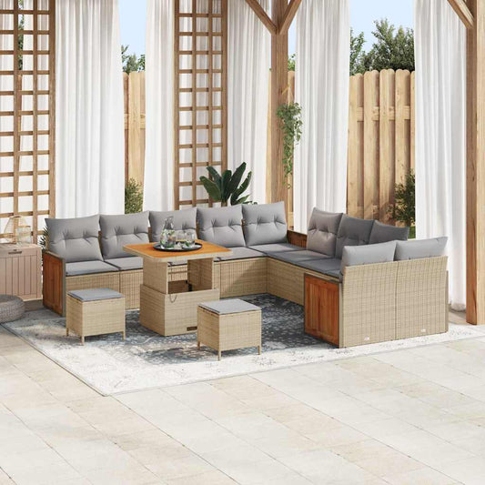 Set Divano da Giardino 13 pcs Beige e Grigio Chiaro