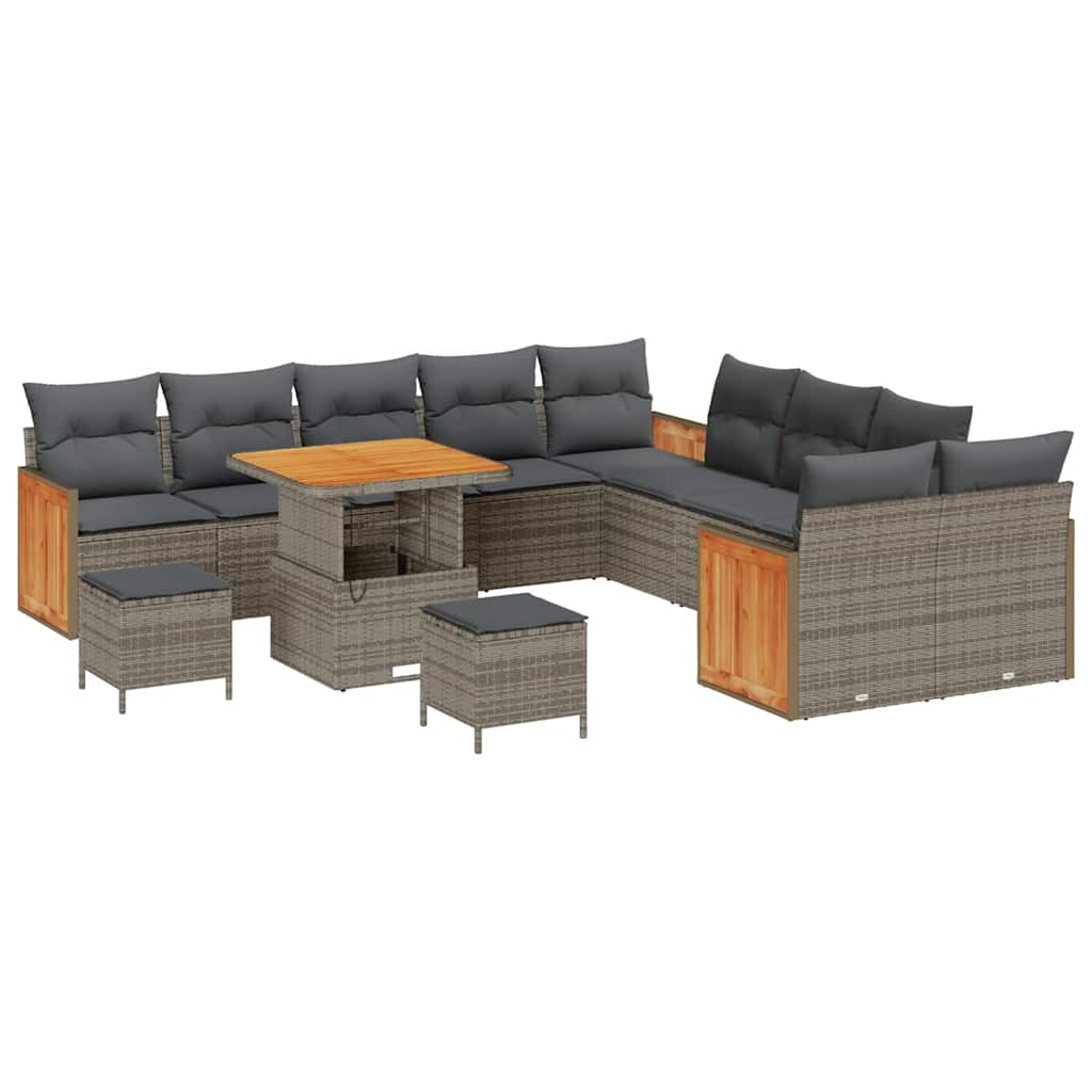Set Divano da Giardino con cuscino 17 pcs Grigio polyrattan | homemem39