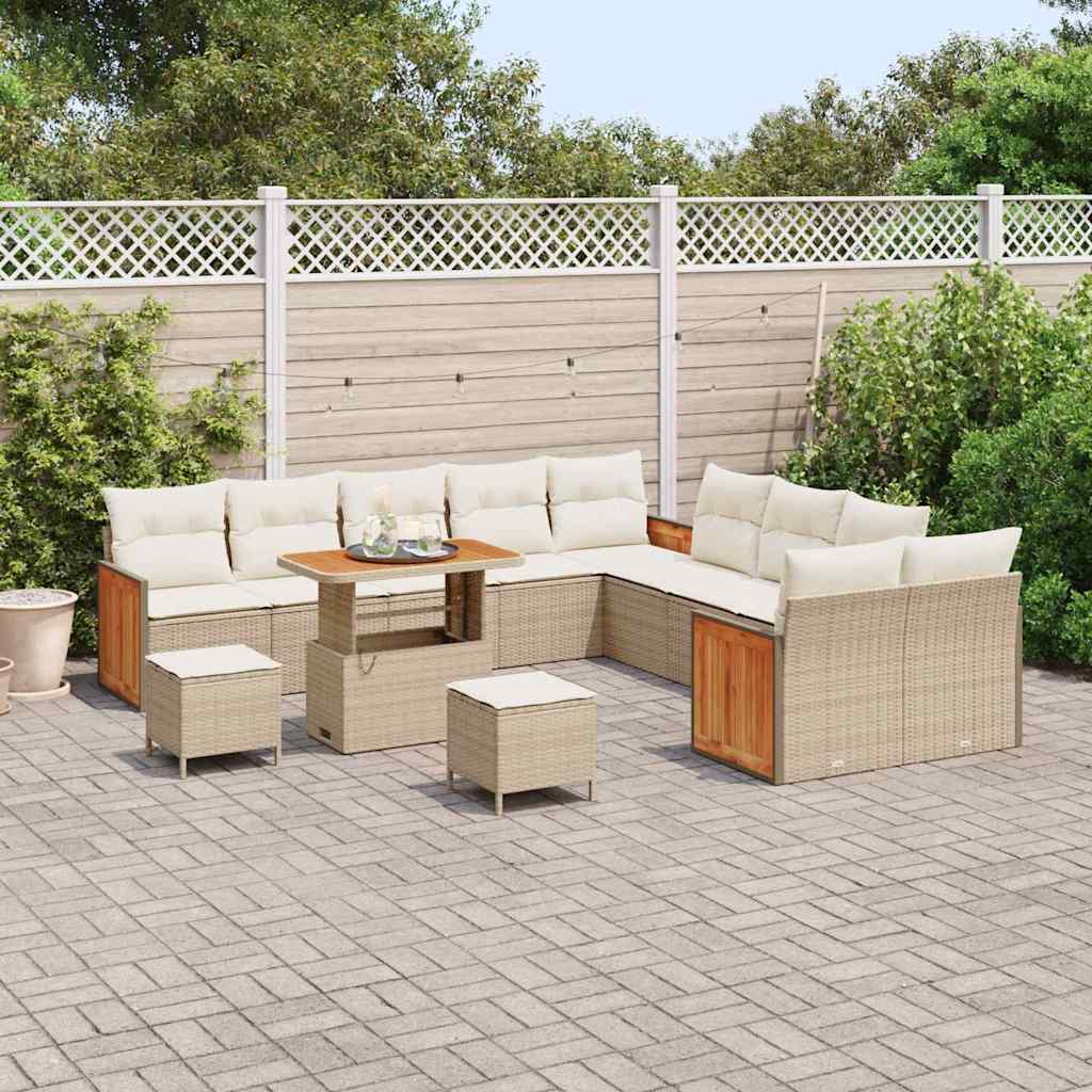 Set Divano da Giardino 17 pcs Beige e Crema polyrattan | homemem39