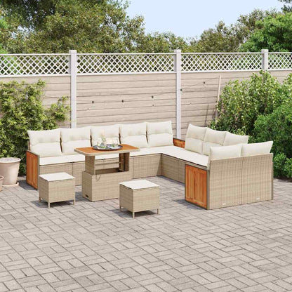 Set Divano da Giardino 17 pcs Beige e Crema polyrattan | homemem39