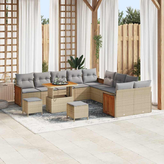 Set Divano da Giardino 13 pcs Beige 90 x 55 x 71 cm polyrattan