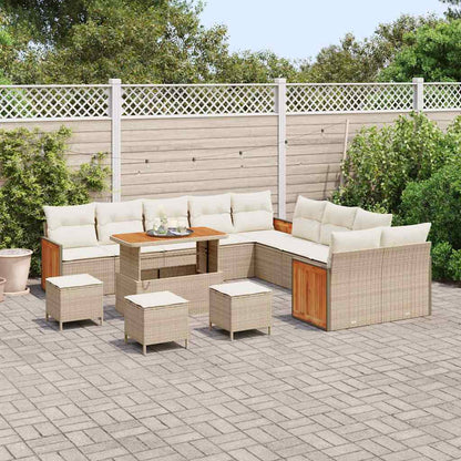 Set Divano da Giardino 14 pcs Beige e Crema 110 x 55 x 71 cm