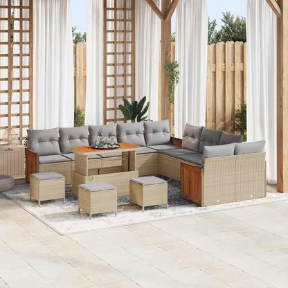 Set Divano da Giardino 18 pcs Beige e Grigio Chiaro polyrattan | homemem39