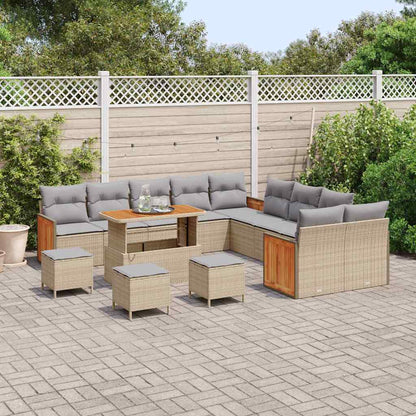 Set Divano da Giardino 18 pcs Beige e Grigio Chiaro polyrattan | homemem39