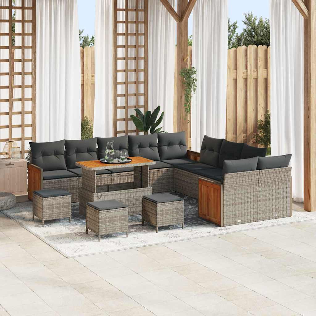 Set Divano da Giardino 14 pcs Grigio Grigio scuro - homemem39