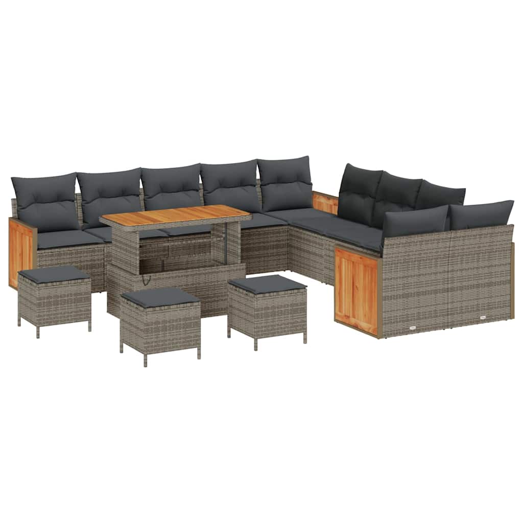 Set Divano da Giardino 14 pcs Grigio Grigio scuro - homemem39