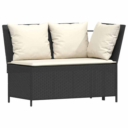 Set Divani da Giardino 4 pz con Cuscini Forma L Polyrattan Nero | homemem39