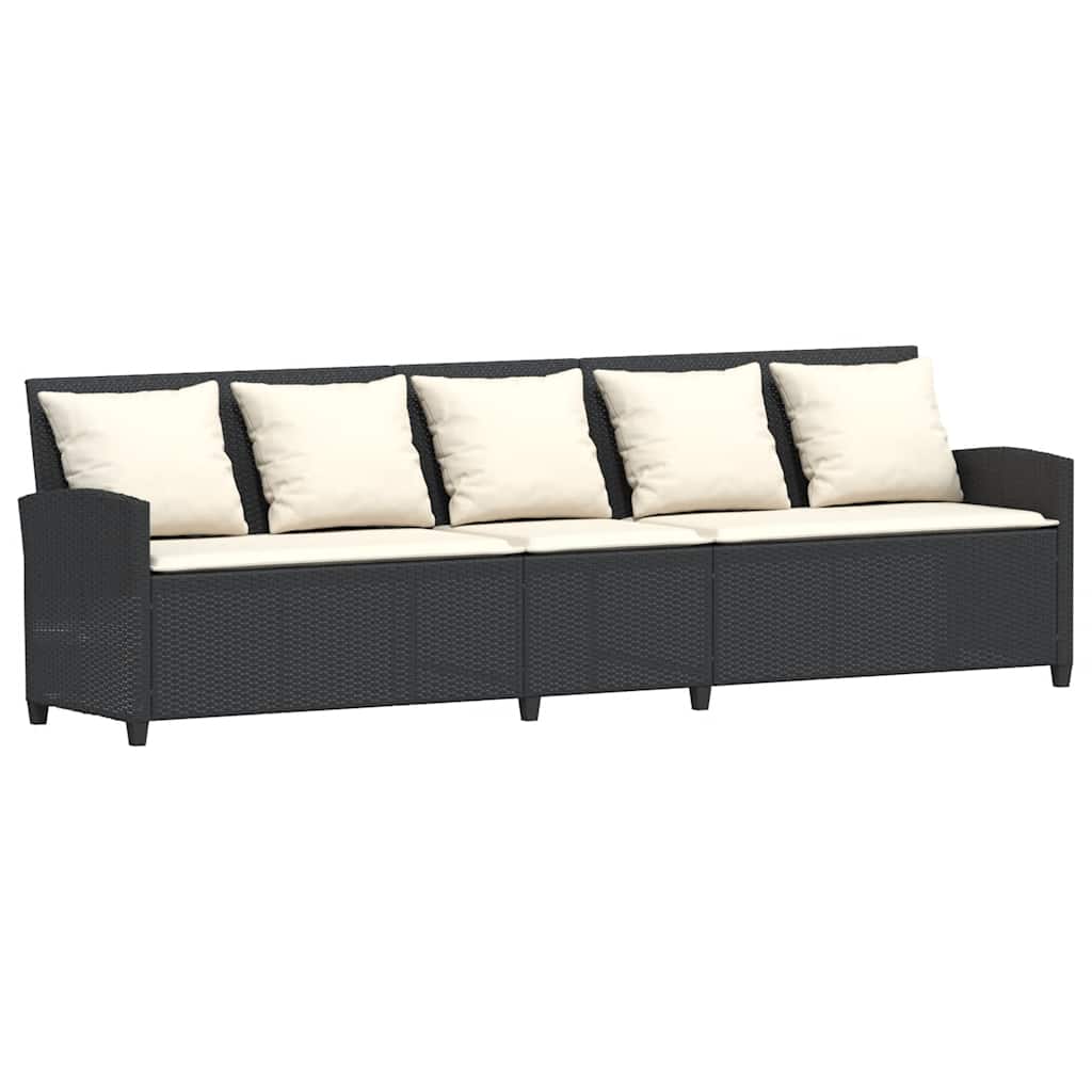 Set Divani da Giardino 4 pz con Cuscini Forma L Polyrattan Nero | homemem39