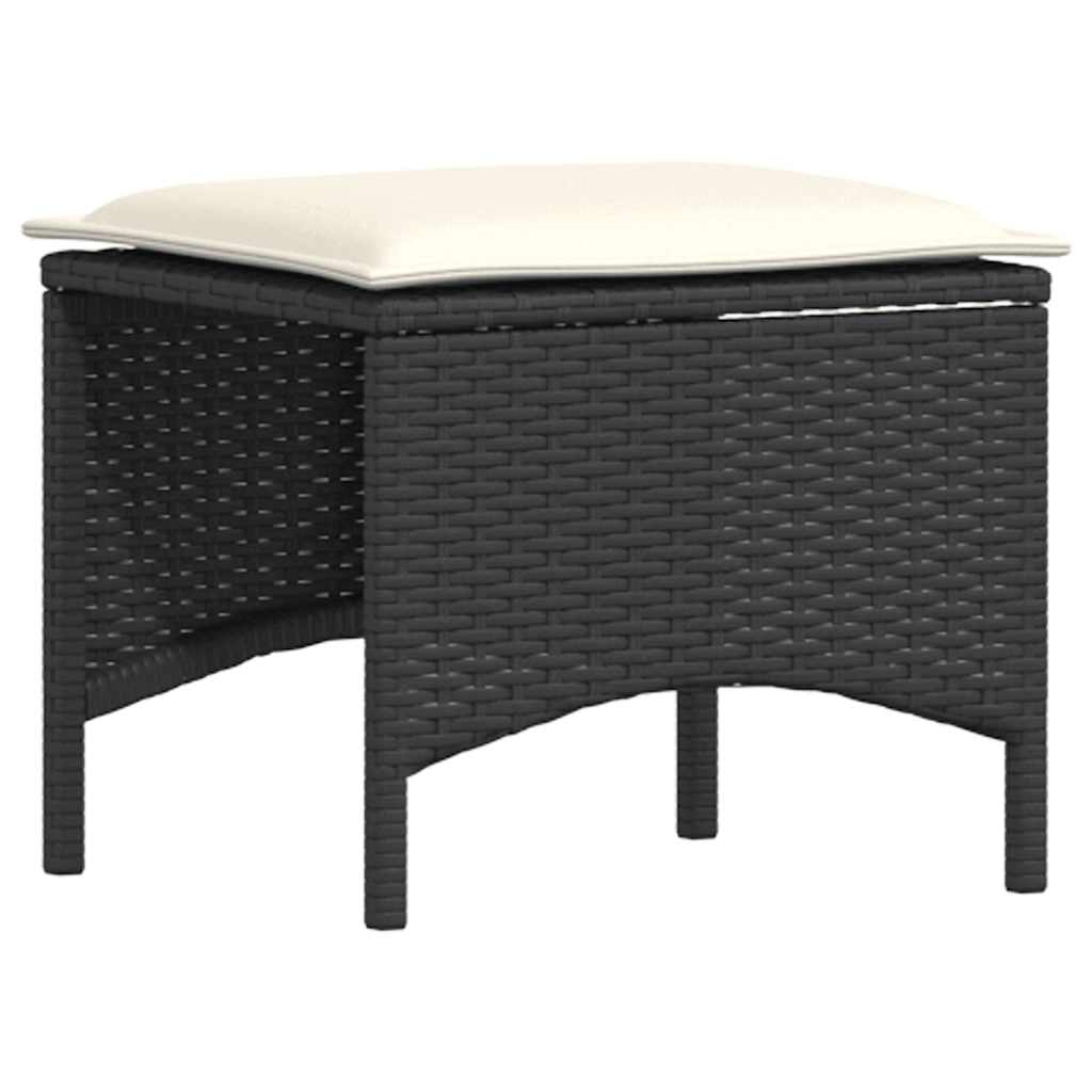 Set Divani da Giardino 4 pz con Cuscini Forma L Polyrattan Nero | homemem39