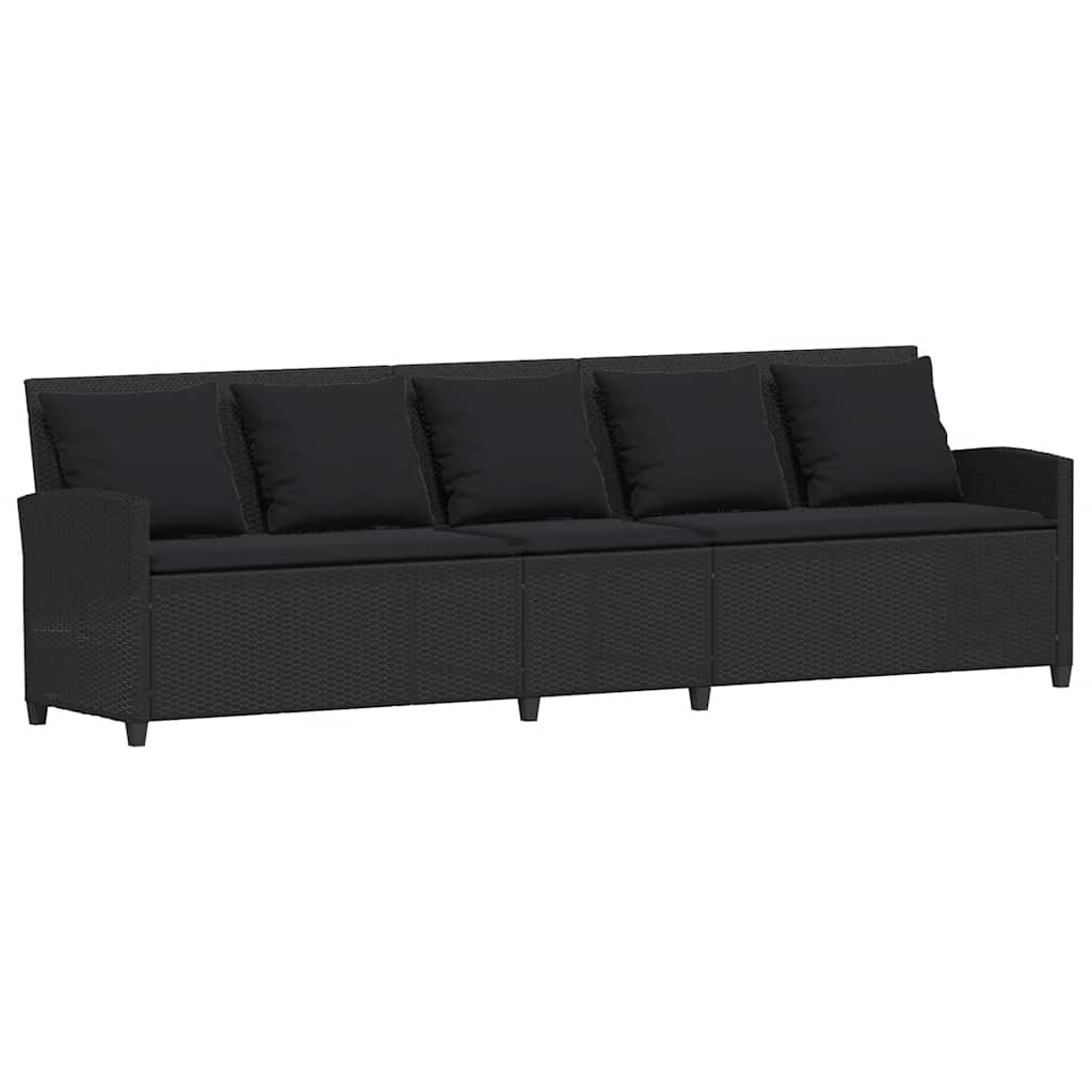 Set Divani da Giardino 4 pz con Cuscini Forma L Polyrattan Nero | homemem39