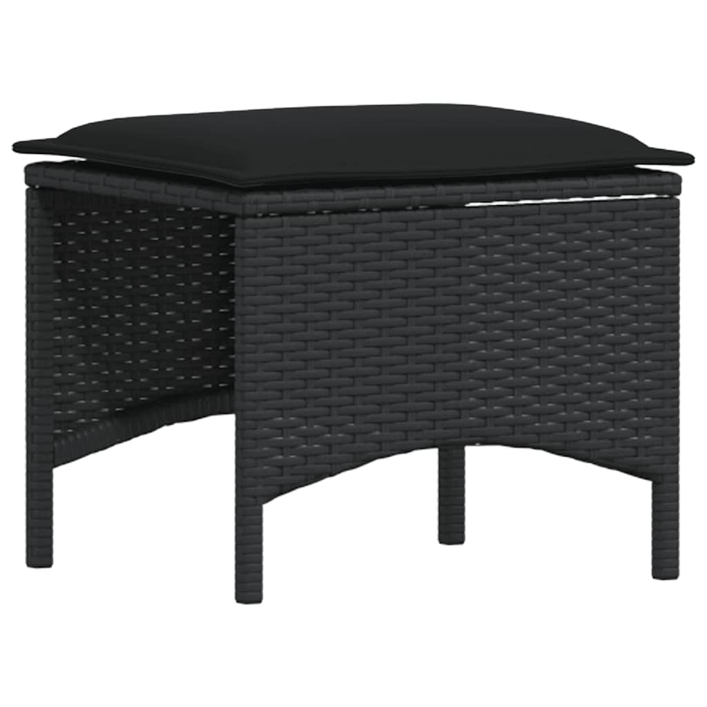 Set Divani da Giardino 4 pz con Cuscini Forma L Polyrattan Nero