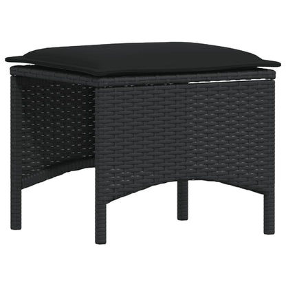 Set Divani da Giardino 4 pz con Cuscini Forma L Polyrattan Nero