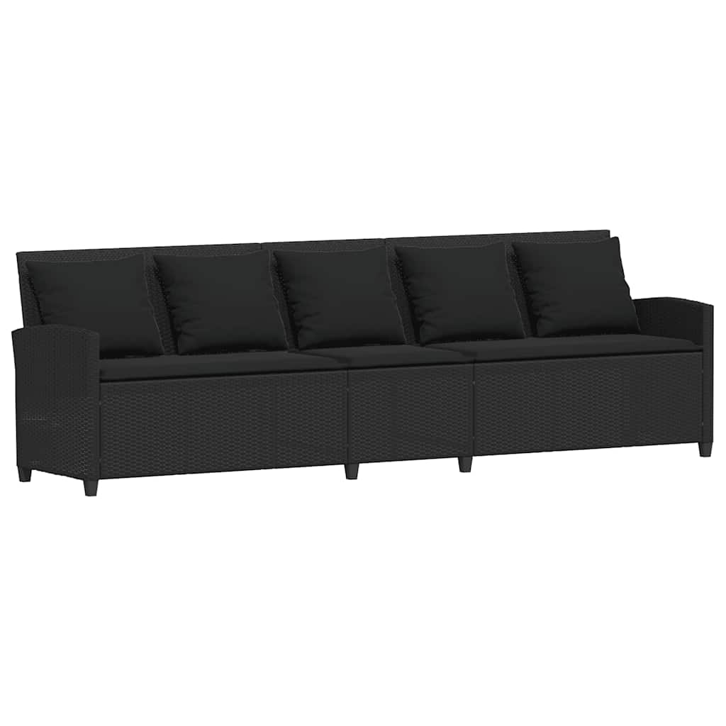 Divano da Giardino con Cuscini in Polyrattan Nero - homemem39